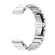 For Samsung Galaxy Fit 3 Butterfly Buckle Ceramic White Metal Watch Band(Silver)