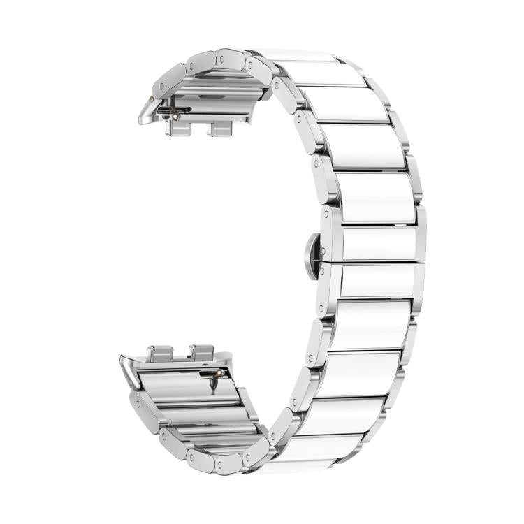 For Honor Band 9 Butterfly Buckle Ceramic White Metal Watch Band(Silver)