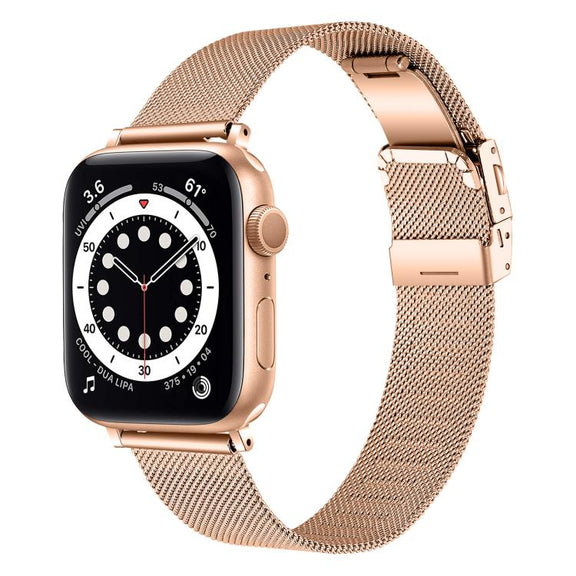 For Apple Watch 42mm / 41mm / 40mm / 38mm Hyphosis Buckle Milanese Metal Watch Band(Rose Gold)