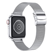 For Apple Watch 42mm / 41mm / 40mm / 38mm Hyphosis Buckle Milanese Metal Watch Band(Silver)