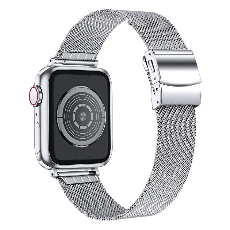 For Apple Watch 42mm / 41mm / 40mm / 38mm Hyphosis Buckle Milanese Metal Watch Band(Silver)