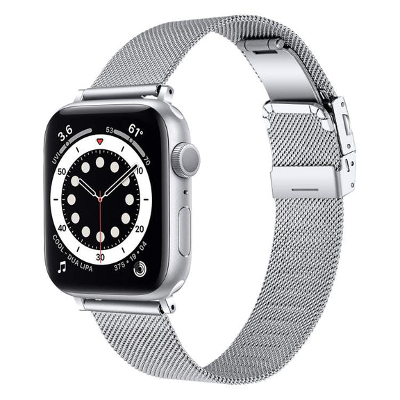 For Apple Watch 42mm / 41mm / 40mm / 38mm Hyphosis Buckle Milanese Metal Watch Band(Silver)