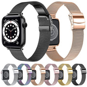 For Apple Watch 42mm / 41mm / 40mm / 38mm Hyphosis Buckle Milanese Metal Watch Band(Rose Gold)