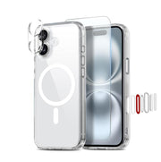 For iPhone 16 Plus NORTHJO 3 in 1 PC Magnetic Phone Case with Screen Film and Lens Film(Clear)