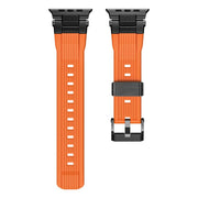 For Apple Watch 46mm / 49mm / 45mm / 44mm Stainless Steel Connector Vertical Grain TPU Watch Band(Orange)