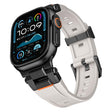 For Apple Watch 46mm / 49mm / 45mm / 44mm Stainless Steel Connector Vertical Grain TPU Watch Band(Starlight) - free shipping - PMC TechLife - Order now!