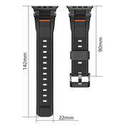 For Apple Watch 46mm / 49mm / 45mm / 44mm Stainless Steel Connector Vertical Grain TPU Watch Band(Orange)