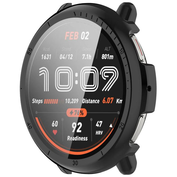 For Amazfit Active 2 A2437 Tempered Film Integrated PC Watch Protective Case(Black)