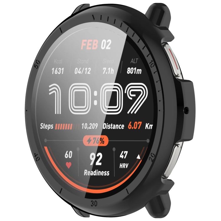 For Amazfit Active 2 A2437 Tempered Film Integrated PC Watch Protective Case(Black)