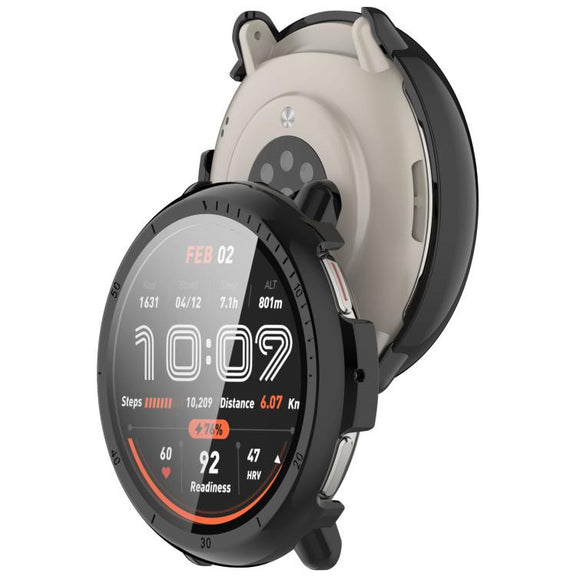 For Amazfit Active 2 A2437 Tempered Film Integrated PC Watch Protective Case(Black)