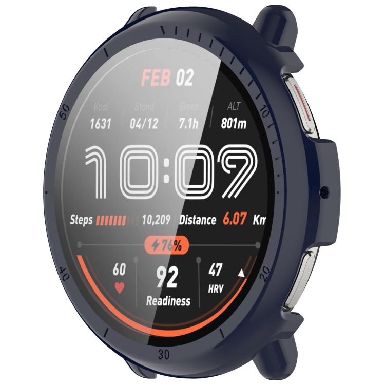 For Amazfit Active 2 A2437 Tempered Film Integrated PC Watch Protective Case(Ink Blue)