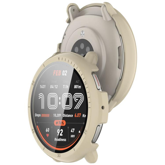 For Amazfit Active 2 A2437 Tempered Film Integrated PC Watch Protective Case(Ivory White)