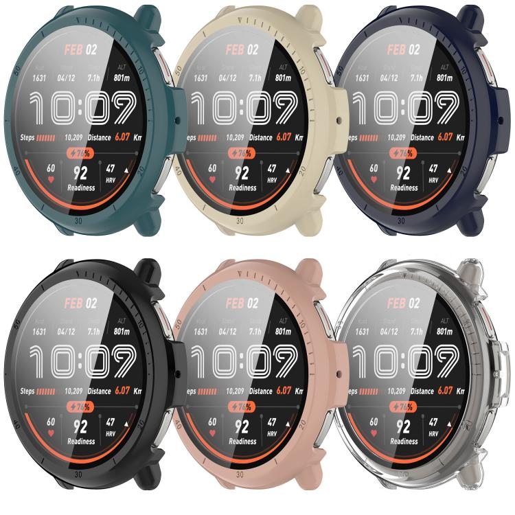 For Amazfit Active 2 A2437 Tempered Film Integrated PC Watch Protective Case(Ivory White)
