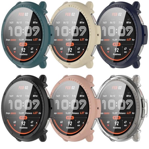 For Amazfit Active 2 A2437 Tempered Film Integrated PC Watch Protective Case(Black)