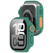 For Apple Watch Series 10 42mm Change to Ultra 49mm Tempered Film Integrated PC Button Watch Case(Green)