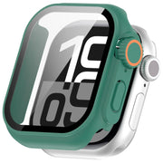 For Apple Watch Series 10 42mm Change to Ultra 49mm Tempered Film Integrated PC Button Watch Case(Green)