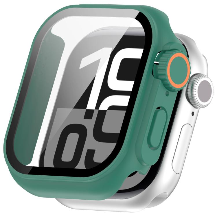 For Apple Watch Series 10 42mm Change to Ultra 49mm Tempered Film Integrated PC Button Watch Case(Green)