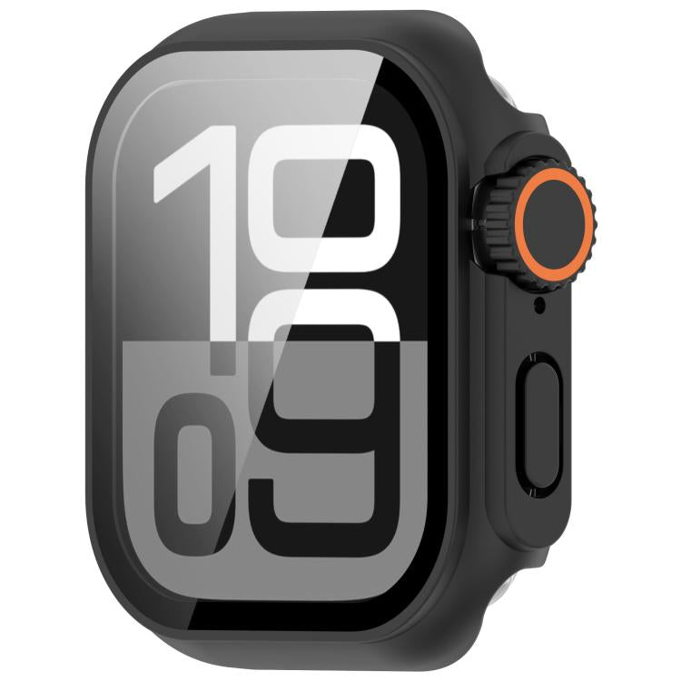 For Apple Watch Series 10 42mm Change to Ultra 49mm Tempered Film Integrated PC Button Watch Case(Black) - Watch Cases by PMC TechLife | Online Shopping South Africa | PMC TechLife | Buy Now Pay Later Mobicred