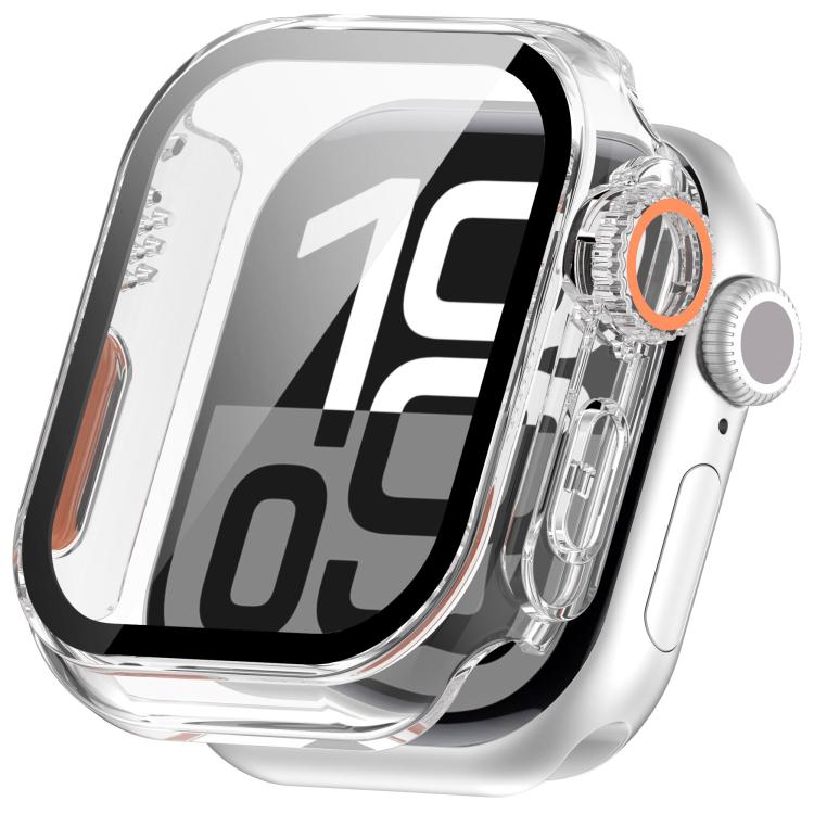 For Apple Watch Series 10 42mm Change to Ultra 49mm Tempered Film Integrated PC Button Watch Case(Transparent Color)