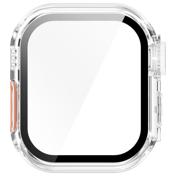 For Apple Watch Series 10 42mm Change to Ultra 49mm Tempered Film Integrated PC Button Watch Case(Transparent Color)