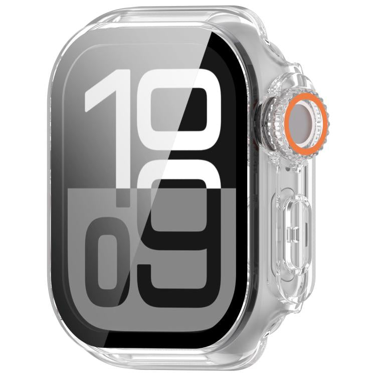 For Apple Watch Series 10 42mm Change to Ultra 49mm Tempered Film Integrated PC Button Watch Case(Transparent Color) - Watch Cases by PMC TechLife | Online Shopping South Africa | PMC TechLife | Buy Now Pay Later Mobicred