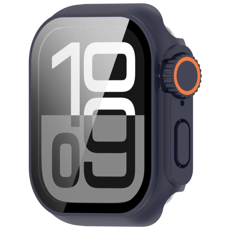 For Apple Watch Series 10 42mm Change to Ultra 49mm Tempered Film Integrated PC Button Watch Case(Midnight Blue) - Watch Cases by PMC TechLife | Online Shopping South Africa | PMC TechLife | Buy Now Pay Later Mobicred