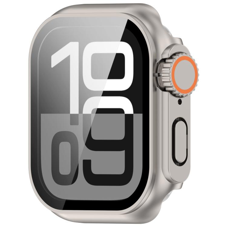 For Apple Watch Series 10 42mm Change to Ultra 49mm Tempered Film Integrated PC Button Watch Case(Starlight) - Watch Cases by PMC TechLife | Online Shopping South Africa | PMC TechLife | Buy Now Pay Later Mobicred