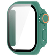 For Apple Watch Series 10 46mm Change to Ultra 49mm Tempered Film Integrated PC Button Watch Case(Green)