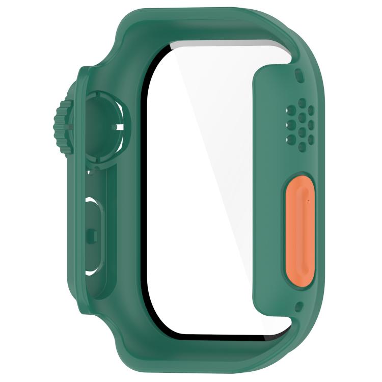 For Apple Watch Series 10 46mm Change to Ultra 49mm Tempered Film Integrated PC Button Watch Case(Green)