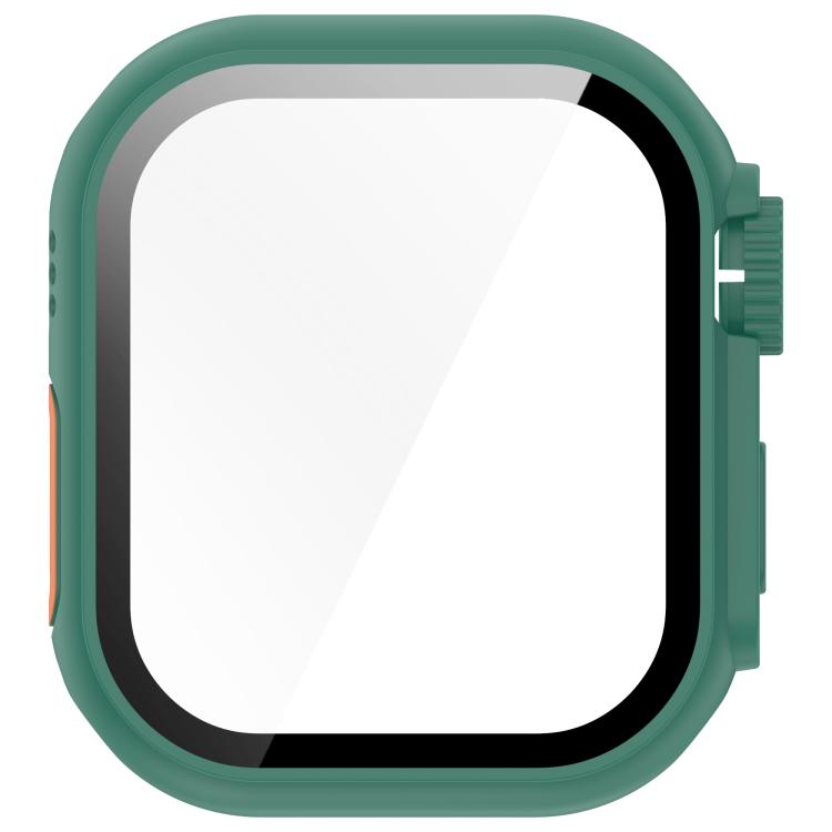 For Apple Watch Series 10 46mm Change to Ultra 49mm Tempered Film Integrated PC Button Watch Case(Green)