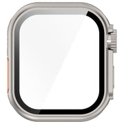 For Apple Watch Series 10 46mm Change to Ultra 49mm Tempered Film Integrated PC Button Watch Case(Starlight)