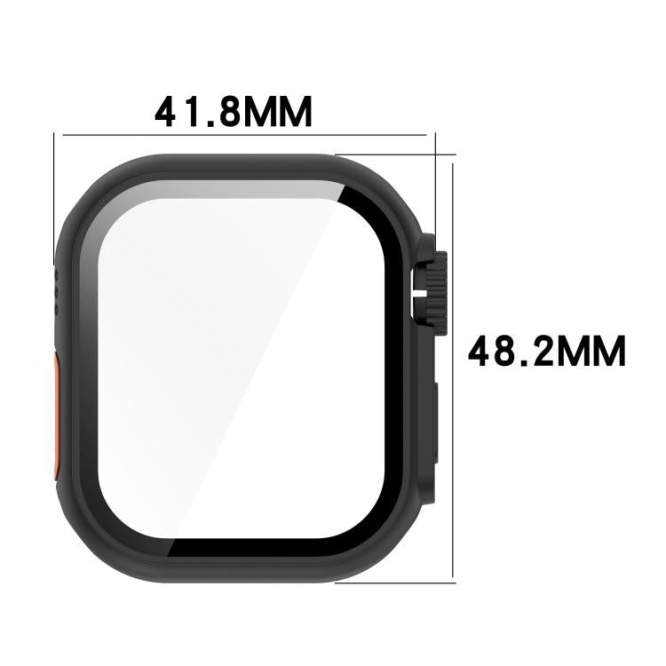 For Apple Watch Series 9/8/7 45mm Change to Ultra 49mm Tempered Film Integrated PC Button Watch Case(Black)