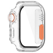 For Apple Watch Series 9/8/7 45mm Change to Ultra 49mm Tempered Film Integrated PC Button Watch Case(Transparent Color)
