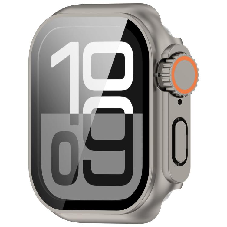 For Apple Watch Series 6/5/4/SE/SE2 44mm Change to Ultra 49mm Tempered Film Integrated PC Button Watch Case(Titanium Steel Color) - free shipping - PMC TechLife - Order now!