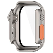 For Apple Watch Series 6/5/4/SE/SE2 44mm Change to Ultra 49mm Tempered Film Integrated PC Button Watch Case(Starlight)