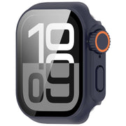 For Apple Watch Series 9/8/7 41mm Change to Ultra 49mm Tempered Film Integrated PC Button Watch Case(Midnight Blue)