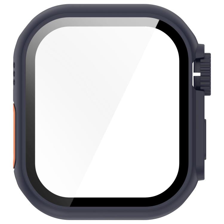 For Apple Watch Series 9/8/7 41mm Change to Ultra 49mm Tempered Film Integrated PC Button Watch Case(Midnight Blue)