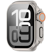 For Apple Watch Series 9/8/7 41mm Change to Ultra 49mm Tempered Film Integrated PC Button Watch Case(Starlight)