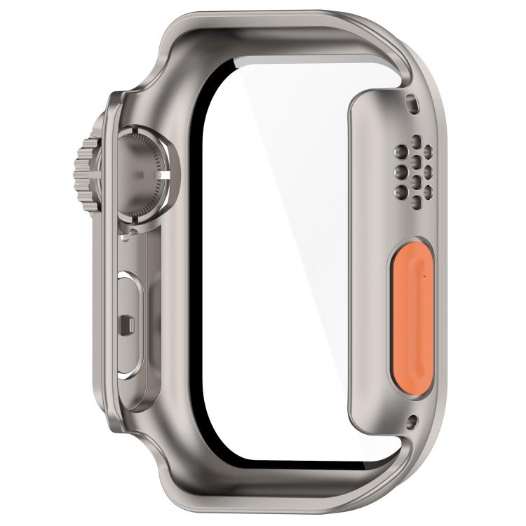 For Apple Watch Series 9/8/7 41mm Change to Ultra 49mm Tempered Film Integrated PC Button Watch Case(Starlight)
