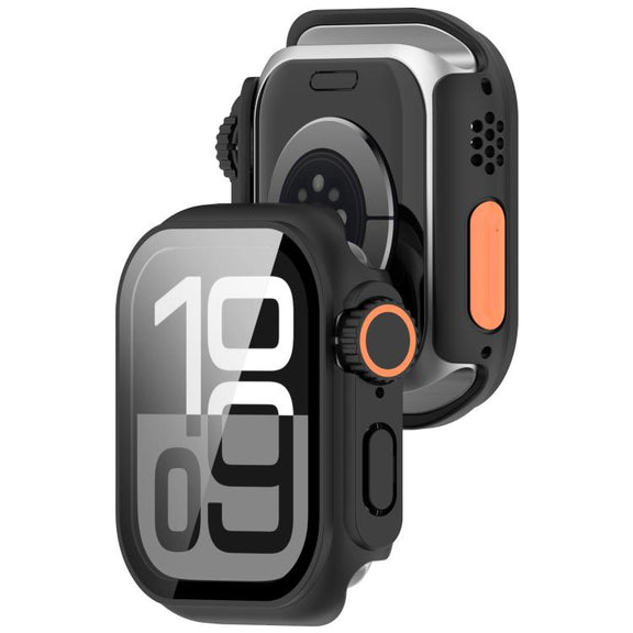For Apple Watch Series 6/5/4/SE/SE2 40mm Change to Ultra 49mm Tempered Film Integrated PC Button Watch Case(Black)