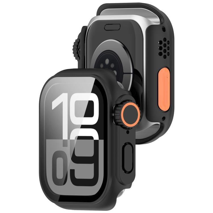 For Apple Watch Series 6/5/4/SE/SE2 40mm Change to Ultra 49mm Tempered Film Integrated PC Button Watch Case(Black)