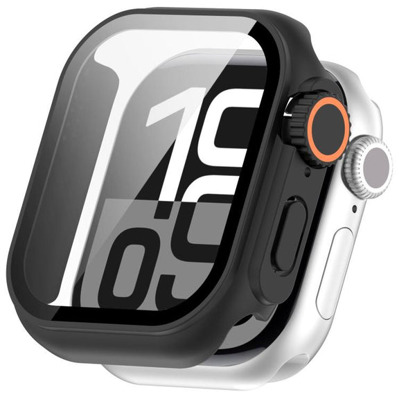 For Apple Watch Series 6/5/4/SE/SE2 40mm Change to Ultra 49mm Tempered Film Integrated PC Button Watch Case(Black)
