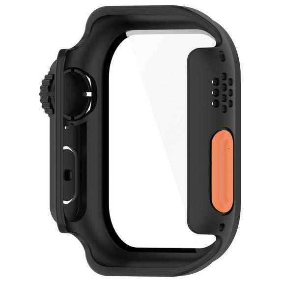 For Apple Watch Series 6/5/4/SE/SE2 40mm Change to Ultra 49mm Tempered Film Integrated PC Button Watch Case(Black)