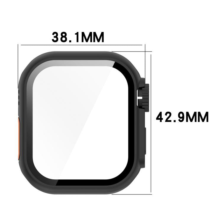 For Apple Watch Series 6/5/4/SE/SE2 40mm Change to Ultra 49mm Tempered Film Integrated PC Button Watch Case(Black)