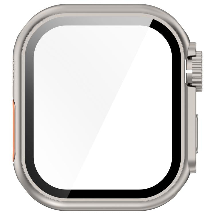 For Apple Watch Series 6/5/4/SE/SE2 40mm Change to Ultra 49mm Tempered Film Integrated PC Button Watch Case(Starlight)