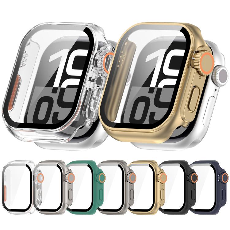 For Apple Watch Series 10 46mm Change to Ultra 49mm Tempered Film Integrated PC Button Watch Case(Champagne Gold) - free shipping - PMC Jewellery - Order now!
