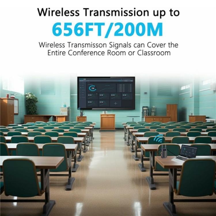 VRRIIS 097 4K HD Video HDMI Wireless Extender Kit Audio Video Wireless Transmitter Receiver, Plug:EU Plug