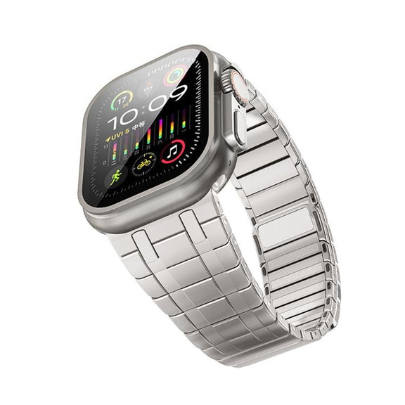 For Apple Watch 46mm / 49mm / 45mm / 44mm One Bead Magnetic Milan Stainless Steel Watch Band(Titanium Gold)