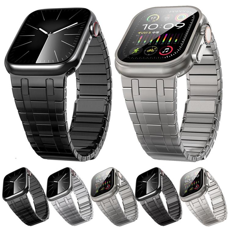 For Apple Watch 46mm / 49mm / 45mm / 44mm One Bead Magnetic Milan Stainless Steel Watch Band(Black)