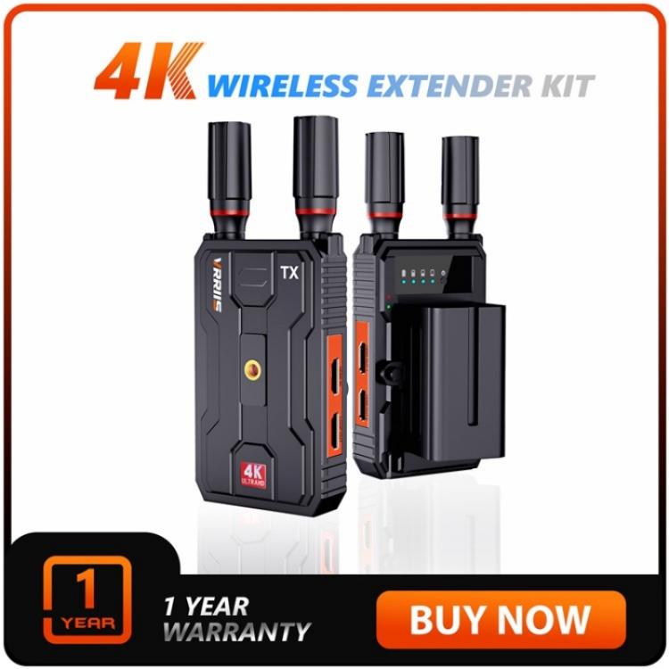 VRRIIS 097PRO Outdoor Live Streaming Audio Video Wireless Transmitter Receiver 4K HD Extender, Plug:US Plug
